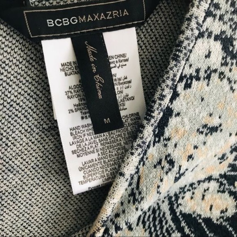 BCBGMaxAzria Leilani Abstract Jacquard Knit Mini Dress Blue White Size Medium - Picture 8 of 8